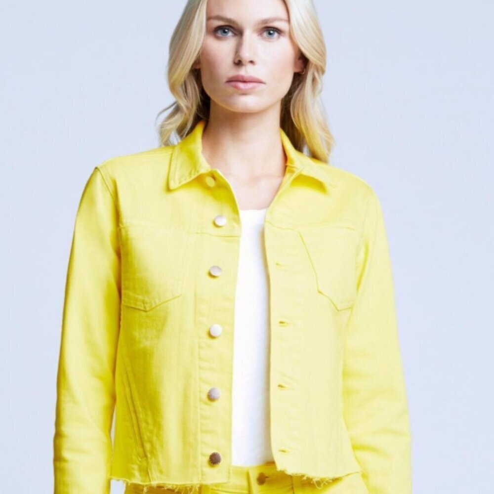 L'AGENCE Buttercup Yellow Jean Jacket Size Small - Picture 4 of 14